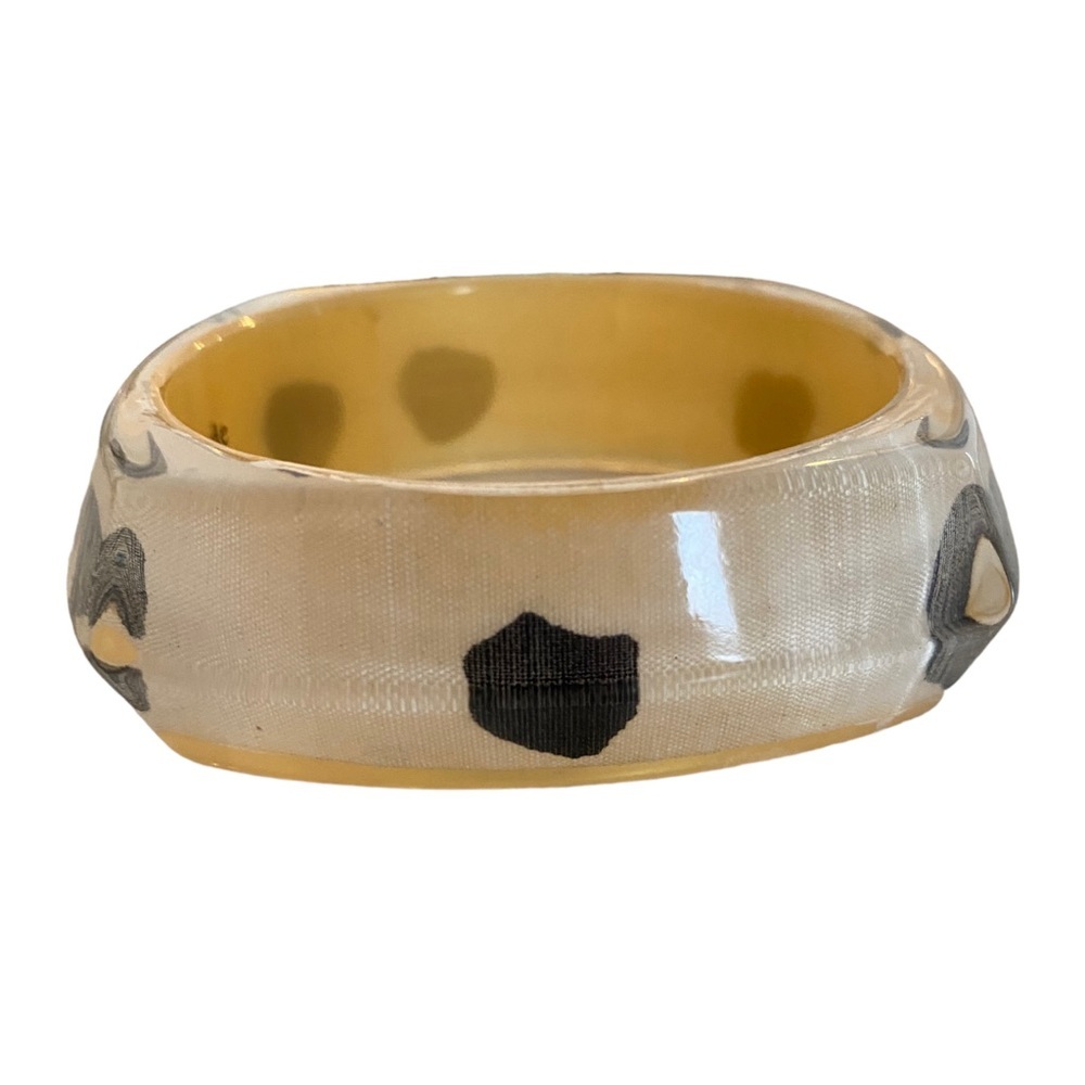 Kate spade Dalmatian print chunky bangle polka dot beige black